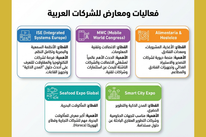 جدول يوضح أهم المعارض للشركات العربية