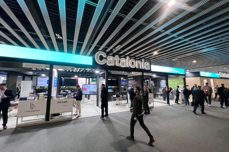 جناح "كتالونيا" (Catalonia) داخل المعرض، والذي يبرز دور الابتكار المحلي والشركات الإقليمية في المشهد التكنولوجي والتجاري العالمي.
