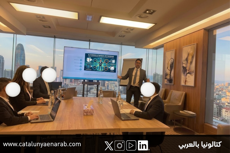 جميل نهرا يقدم ورشة عمل تنفيذية حول تطبيقات الذكاء الاصطناعي وبناء سير العمل لمجموعة من المهنيين في برشلونة.
